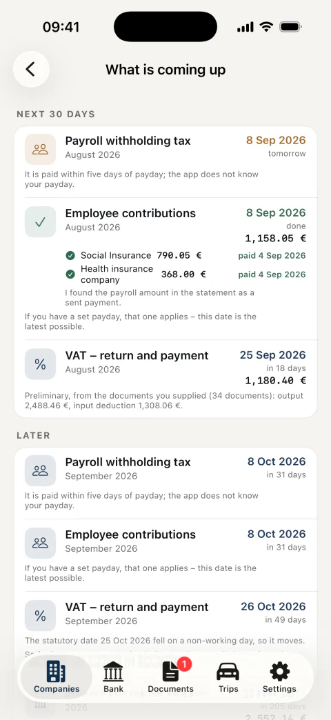 Calendar of deadlines: VAT, contributions and payroll tax, with the amounts and with what is already paid