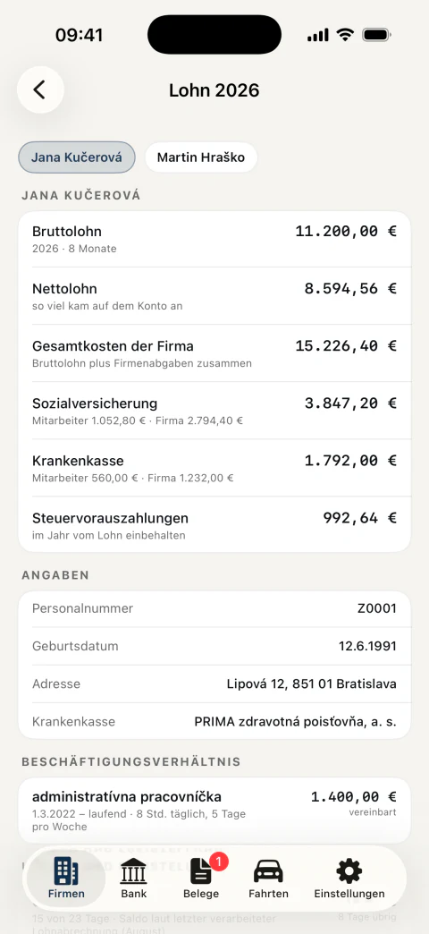 Löhne der Mitarbeiter: Brutto- und Nettolohn, Abgaben, Arbeitgeberkosten und Urlaub