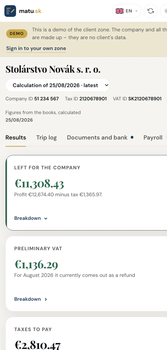 The client zone on a phone: the financial cards one under another